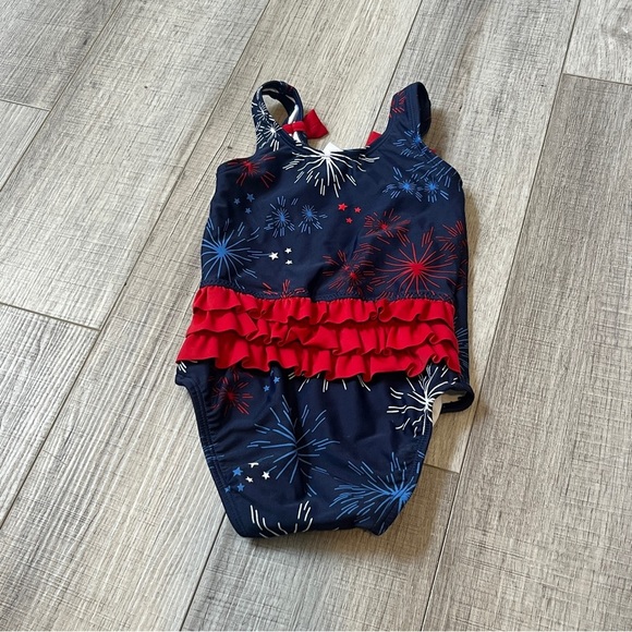 Hanna Andersson Firework Swimsuit - 18-24M - Patriotic One-Piece w/ Bows Beachy - Picture 6 of 10